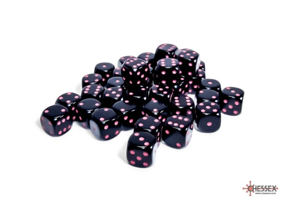 Chessex – Opaque Black/Pink D6 Set of 36 (12mm)