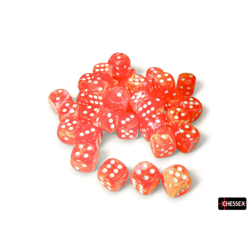 Chessex – Festive Dahlie/White Luminary D6 Set of 36 (12mm)