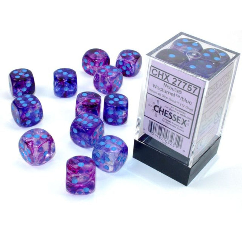 Chessex -  16mm D6 (12 Dice) Nebula Nocturnal Blue