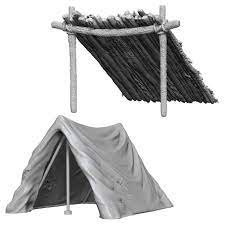 WizKids Deep Cuts Unpainted Miniatures Tent & Lean-To