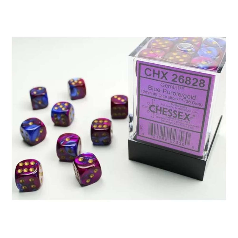 Chessex - Gemini 12mm d6(36 Dice) Blue-Purple/Gold