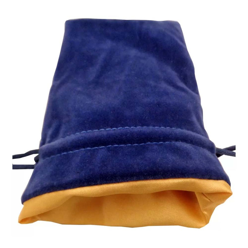 Dice Bag 4"x6" Blue Velvet  with Gold Satin Lining
