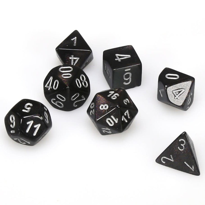 Chessex 7-Die Polyhedral Set -  Borealis (smoke/silver)