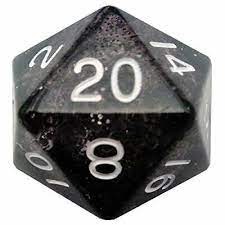 Metallic Dice Games: 35mm Mega D20 - Ethereal Black with White