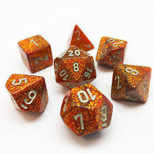 Glitter Gold w/silver Classic Polyhedral 7-Die Set