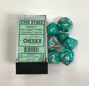 Chessex 7-Die Polyhedral Set - Marble (Oxi-copper/White)