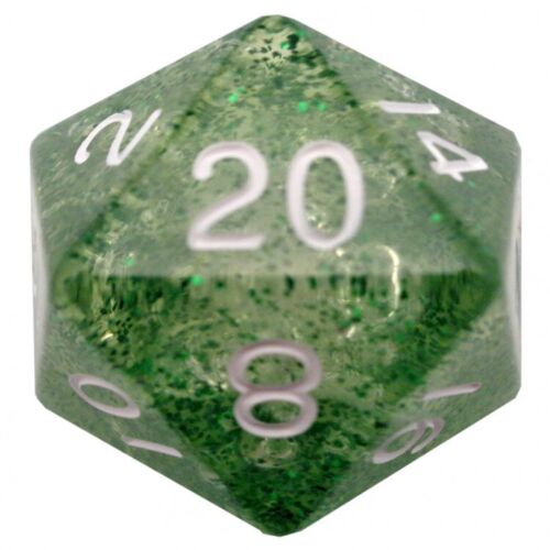 Metallic Dice Games: 35mm Mega D20 - Ethereal Green with White